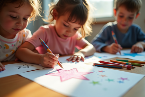 Coloriage étoile : émerveillement et créativité au bout des crayons